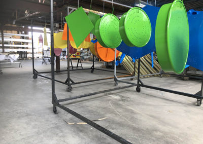 Kids playground equipment powder coated in bright colours