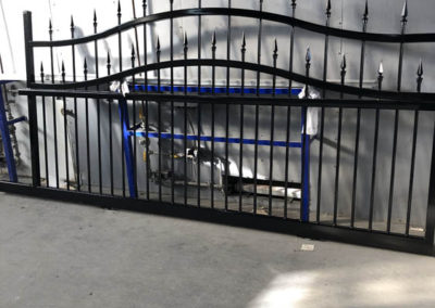 Large double gates, wrought iron with spears, which has been restored and look brand new after being powder coated black